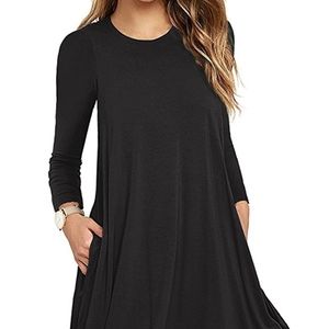 Long Sleeve Pocket Casual Loose T-Shirt Dress